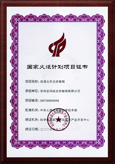 承担火炬计划项目证书.jpg